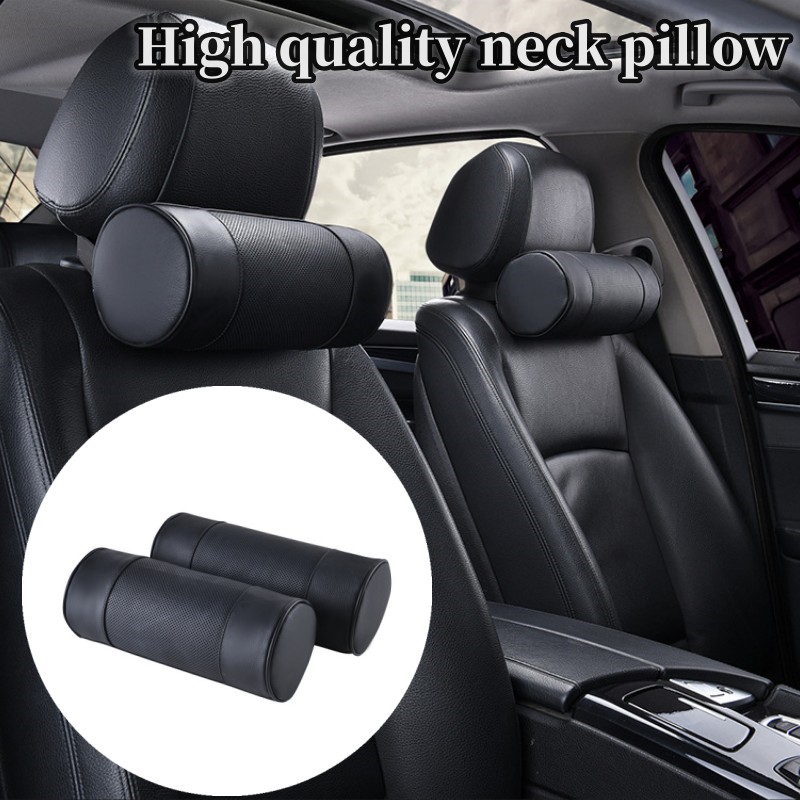 Bolster Cushion Round - 1pcMemory Foam Car Neck Pillow/Genuine Leather