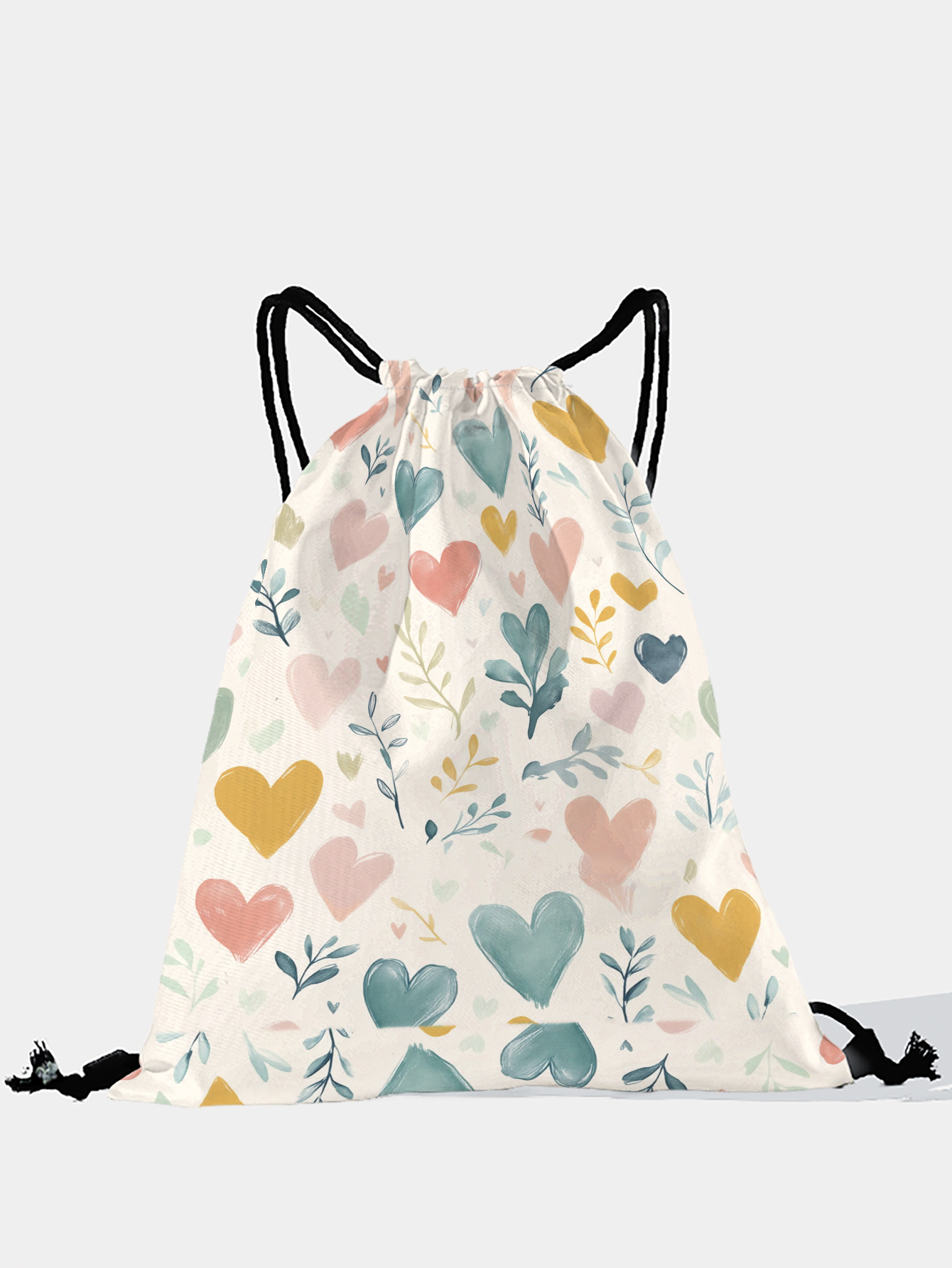 Heart Print Drawstring Backpac - Pilates Yoga Bag ulasan dan harga